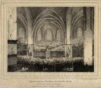 32526 Afbeelding van het concert in de Jacobikerk te Utrecht, waar de speciaal voor het tweede eeuwfeest van de ...